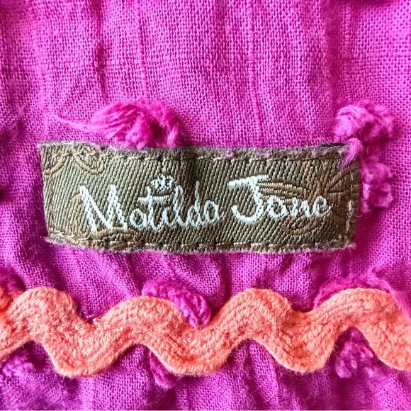 Matilda Jane Pink Ric Rac Top Girls Size 12 Boho Boutique Ruffle Tank - Picture 4 of 5